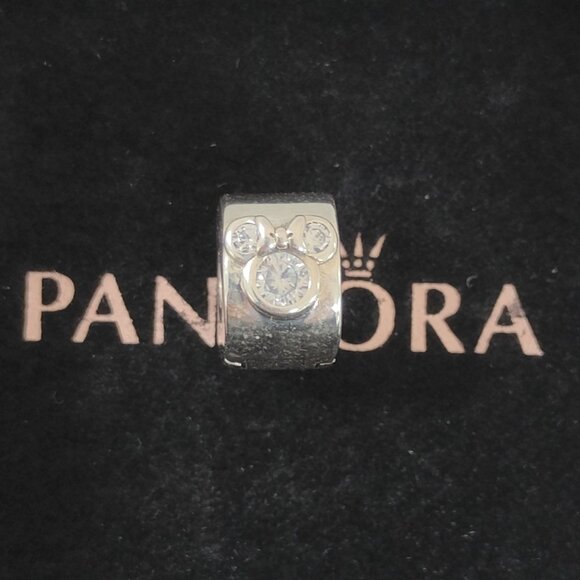 Pandora Mickey Mouse & Minnie Mouse Clip Charm S925 Silver with box - Picture 1 of 5